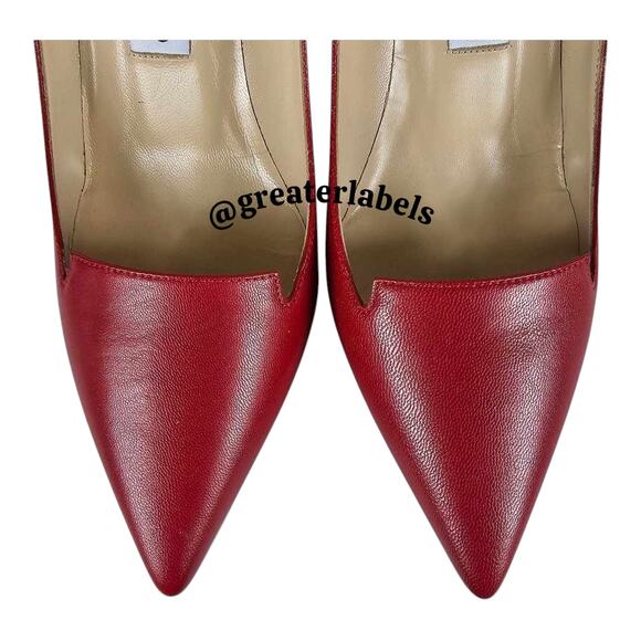 New Jimmy Choo Alia Red Leather Pumps Pointy Toes Size 37.5 - Picture 10 of 10